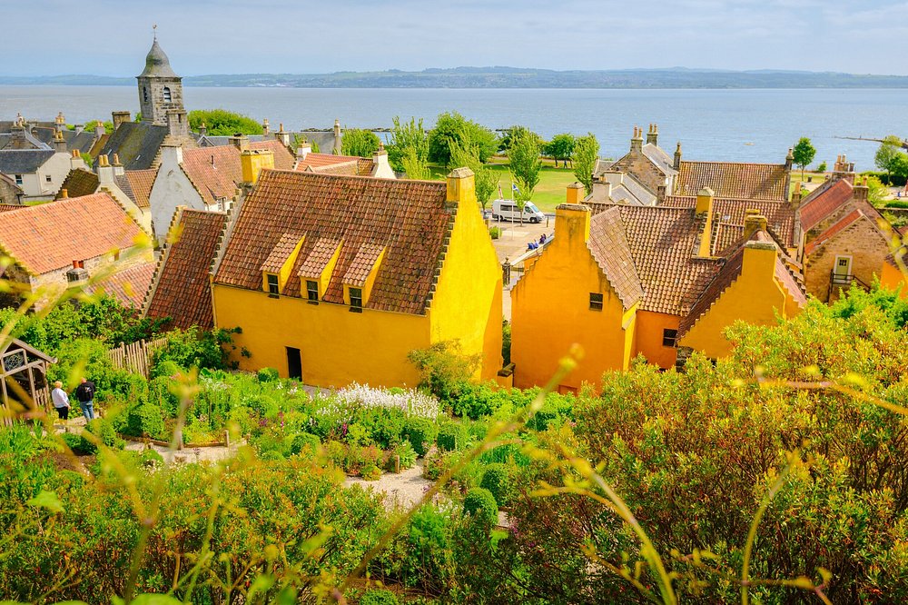 Historic houses and gardens in Culross, Fife, overlooking the Firth of Forth